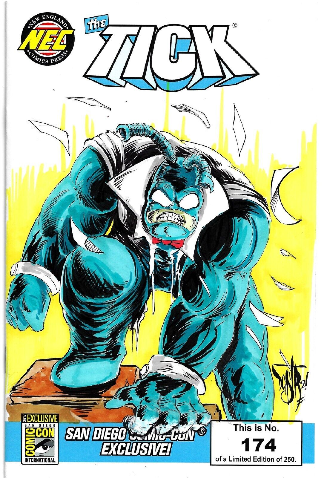 THE TICK SDCC 2017 NEC Blank Sketch Cover Variant W Original DCastr Art 174/250