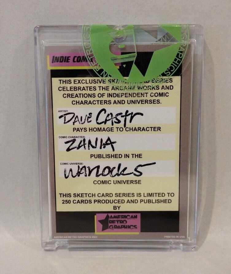 Indie Comic Icons (2023) ARG Sketch Card w Original Zania Warlock 5 Art DCastr