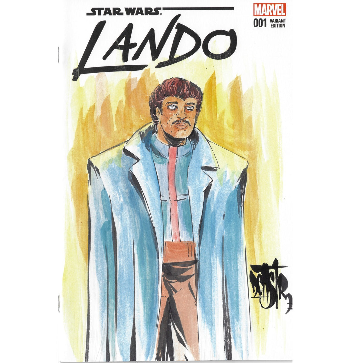 STAR WARS LANDO 1 (2015) Marvel Sketch Variant Cover Comic W Original Art DCastr