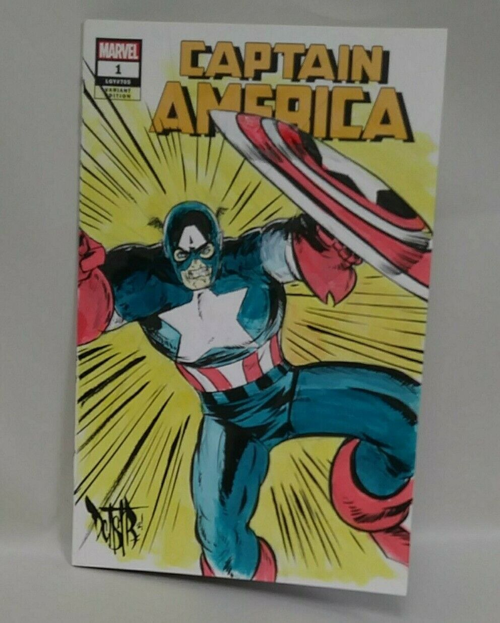 Captain America #1 (2018) Blank Cover Comic W Original DCastr Art ARG COA 238