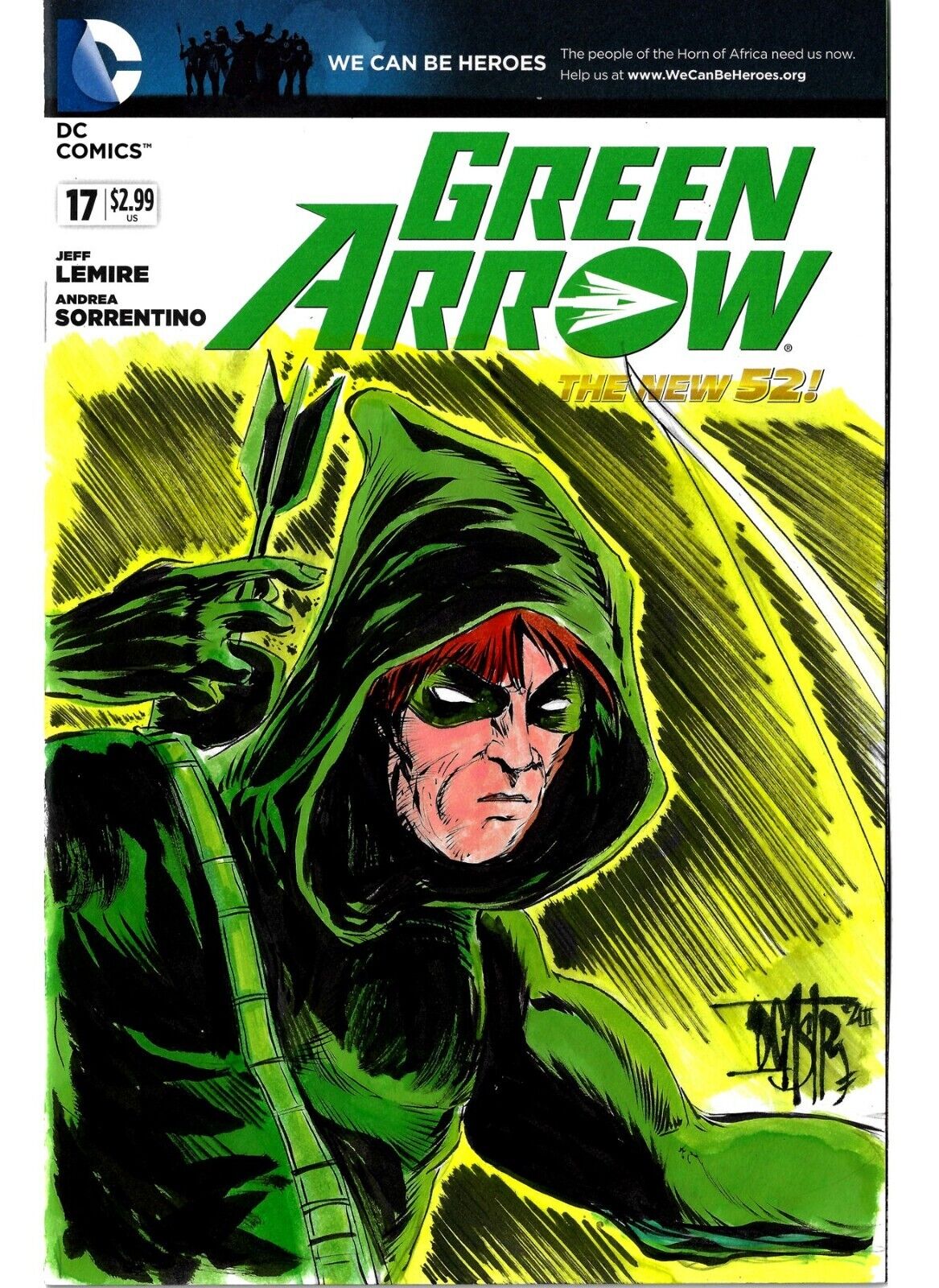 Green Arrow #1 Blank Sketch Variant Cover DC Comics W Original Dave Castr Art