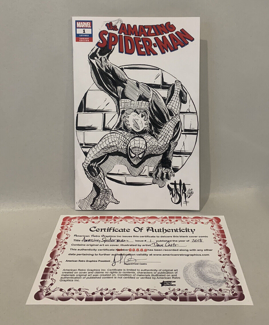 Amazing Spider-Man #1  Blank Sketch Variant Cover Comic W Original Dcastr Art