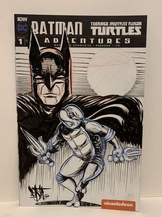 BATMAN TMNT ADVENTURES #1 Blank Variant Cover Comic W Original Art Dave Castr