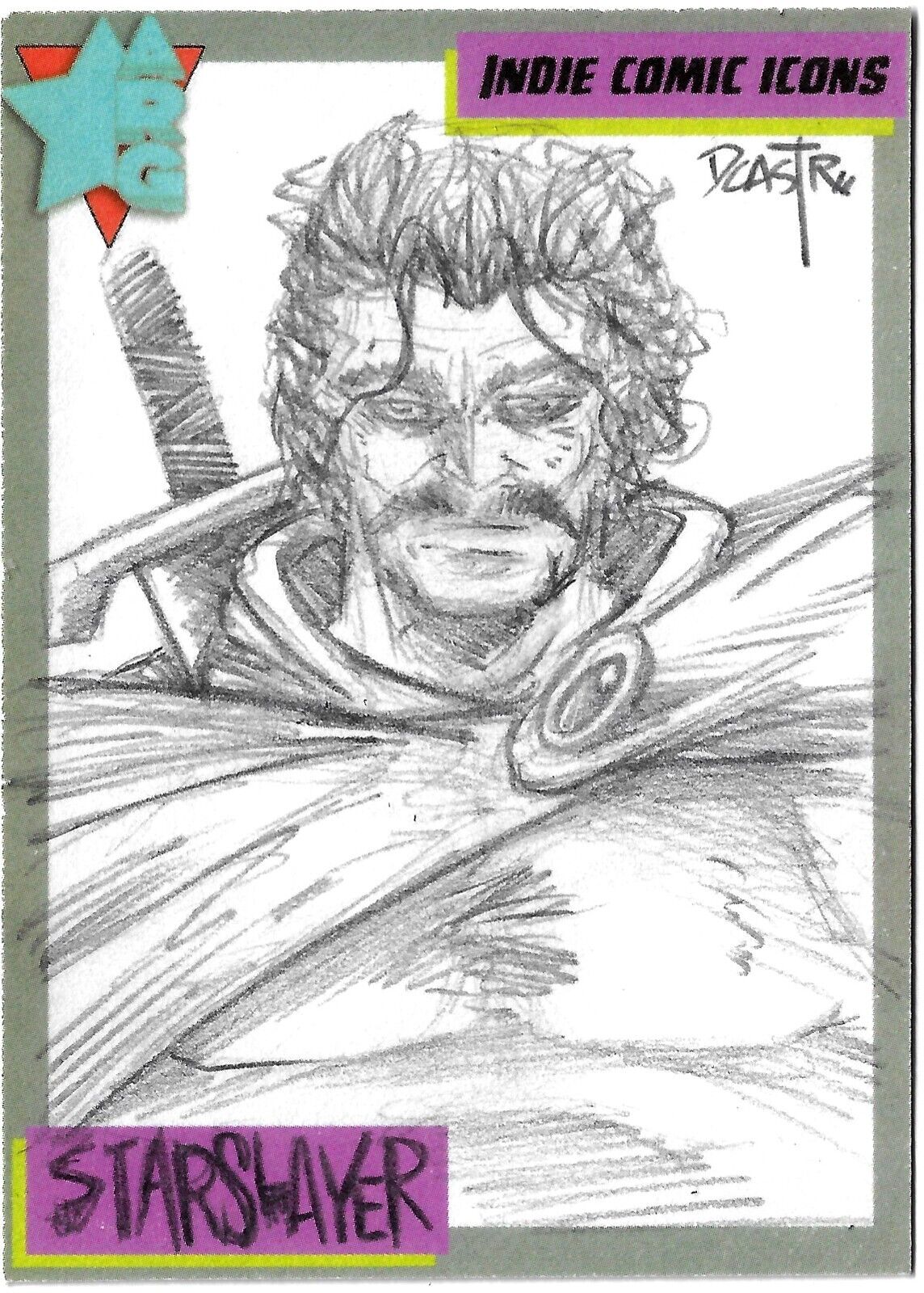 Indie Comic Icons Sketch Card w Original Starslayer Art DCastr (2023) ARG Sealed