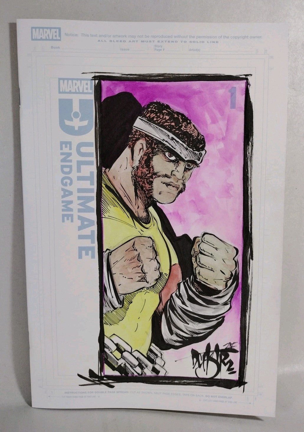 Ultimate Endgame #1 (2025) Marvel Comic Sketch Cover W Original DCastr Cage Art