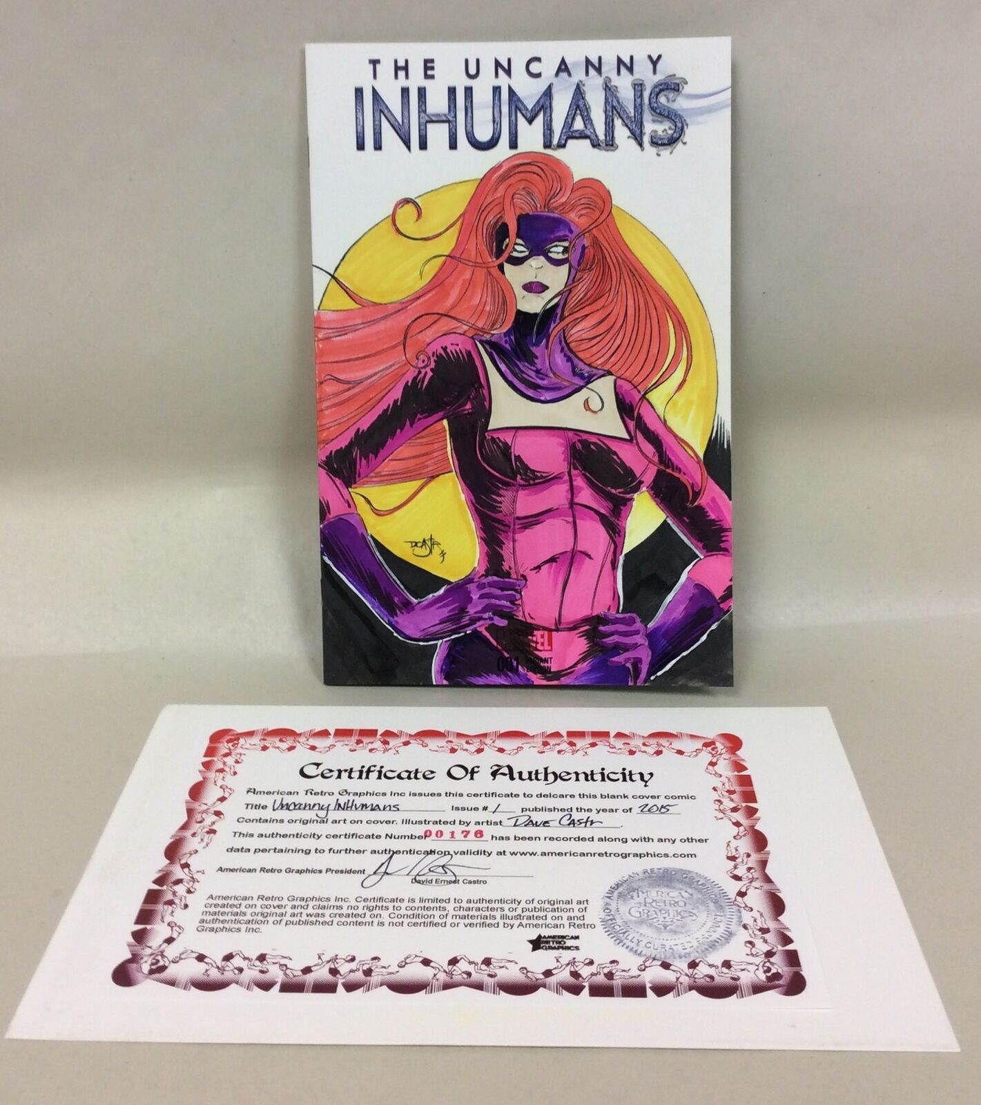 Uncanny Inhumans #1 (2015) Blank Cover Variant Comic W Original Art DCastr COA 