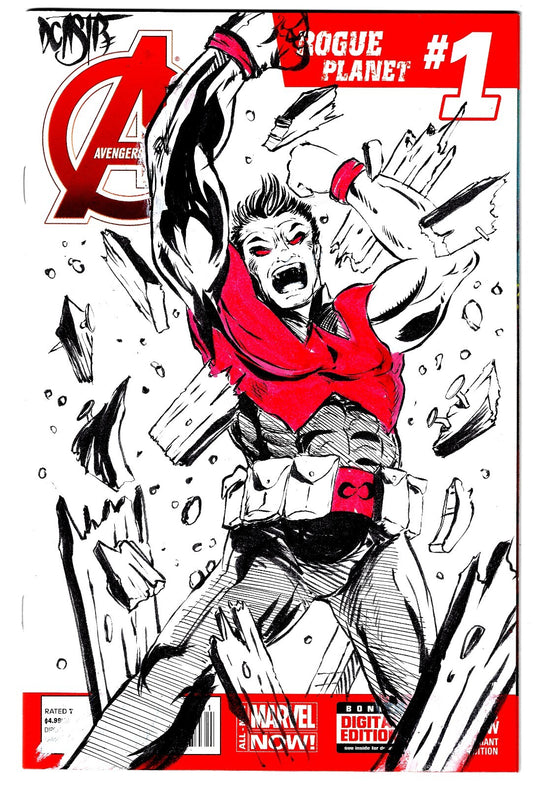 Avengers #24 (2014) Marvel Sketch Cover Variant Comic W Original Dave Castr Art