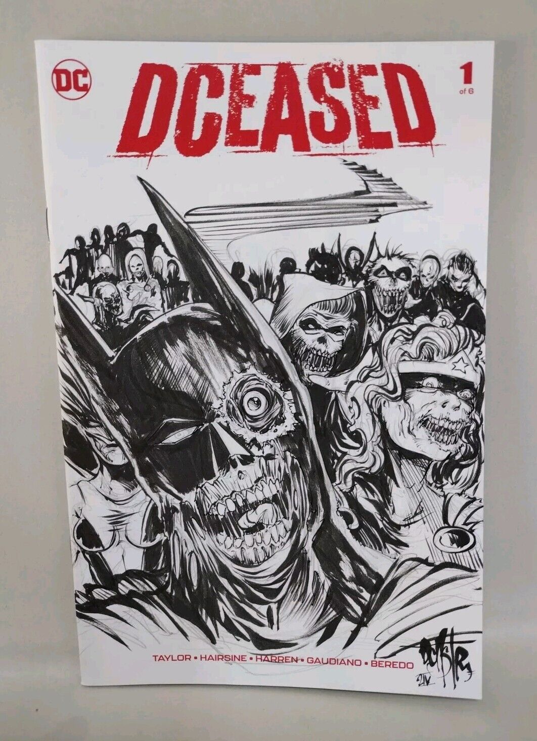 DCEASED #1 (2019) Blank Sketch Cover Variant W Original Dave Castr Zombie Art