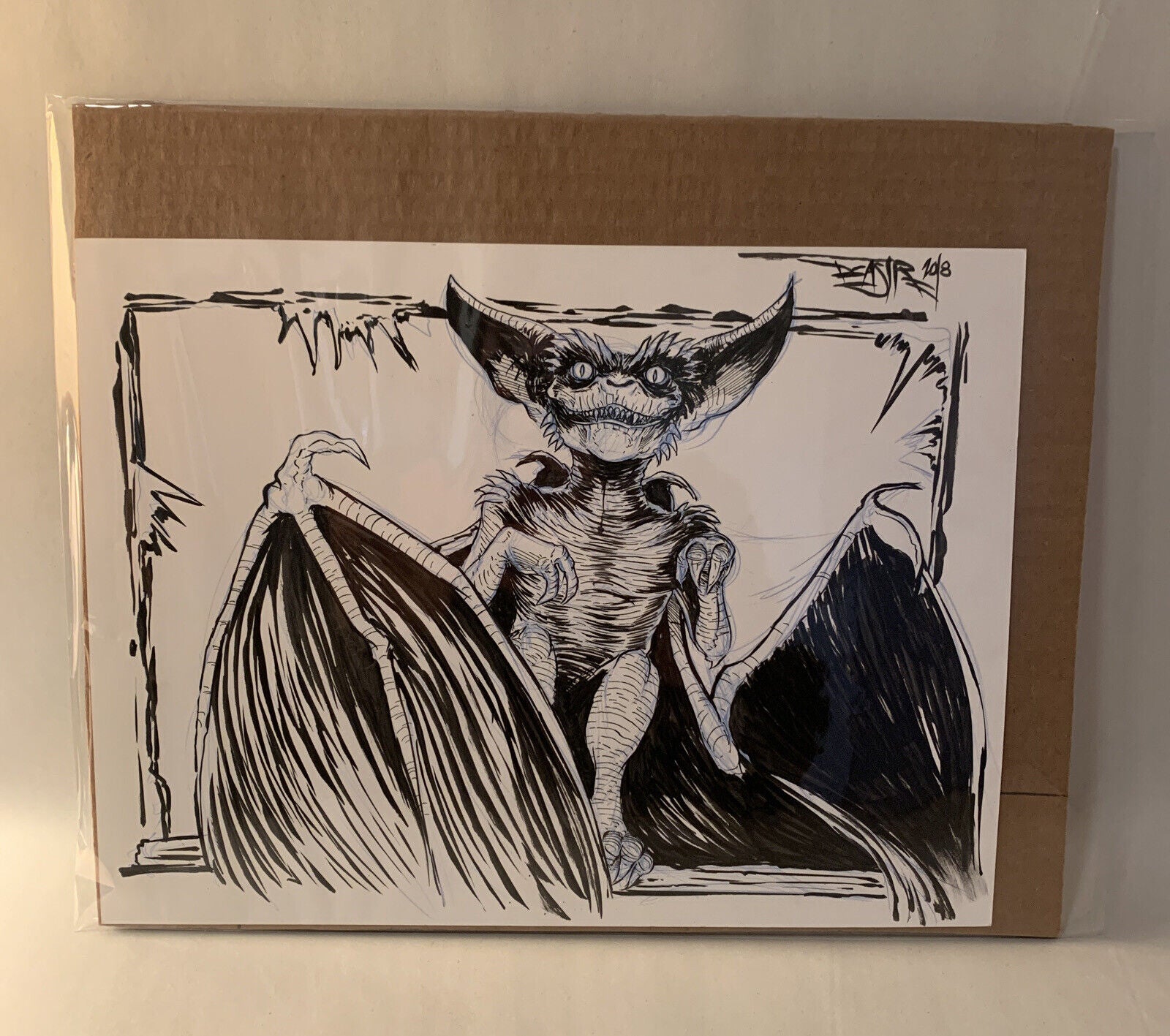 Dave Castr " Bat Gremlin " 9x 12" Original Electric Bear Comic Art  W ARG COA 60