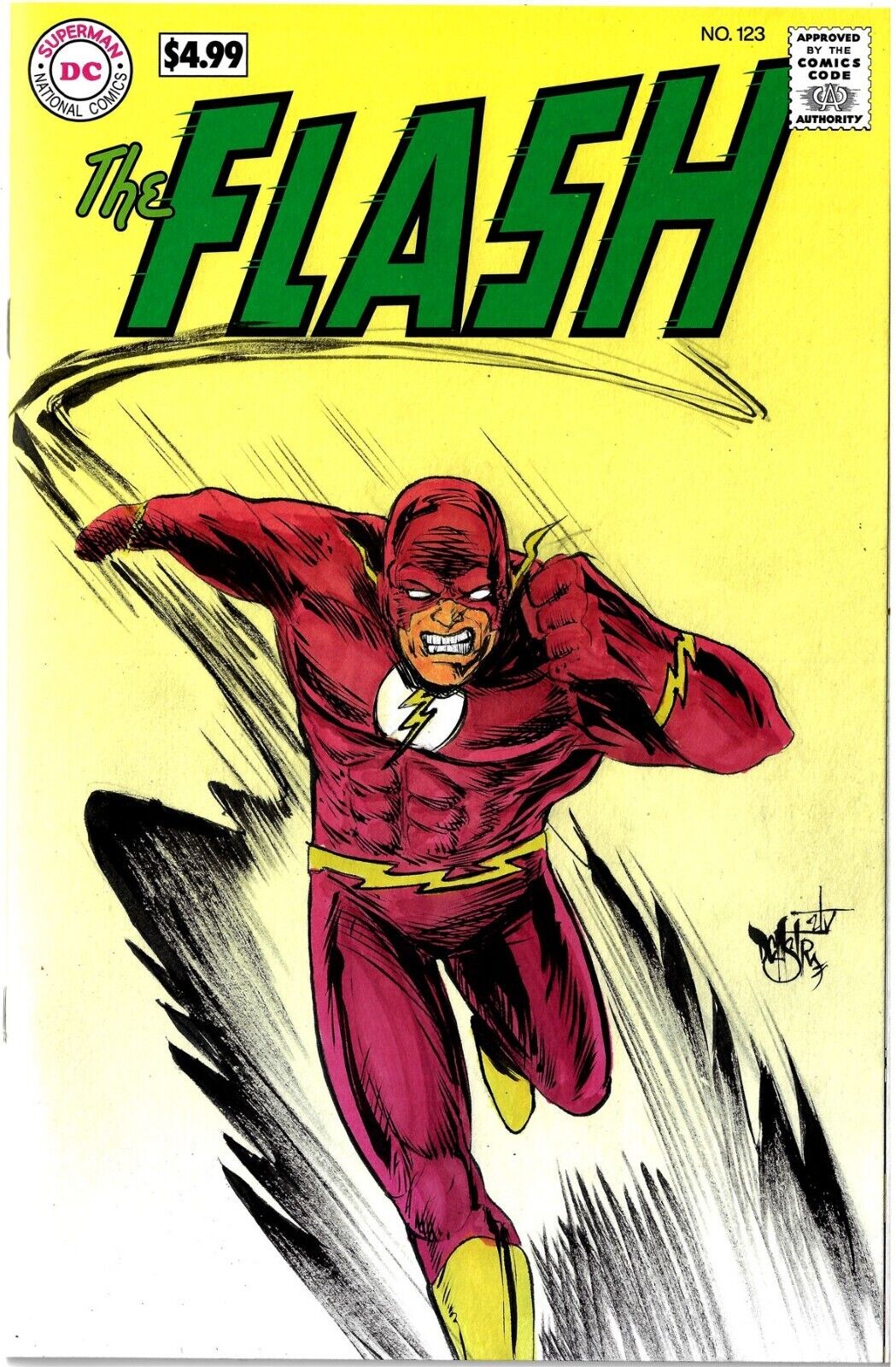 Flash 123 DC 2024 Facsimile Comic Sketch Cover Variant W Original Dave Castr Art