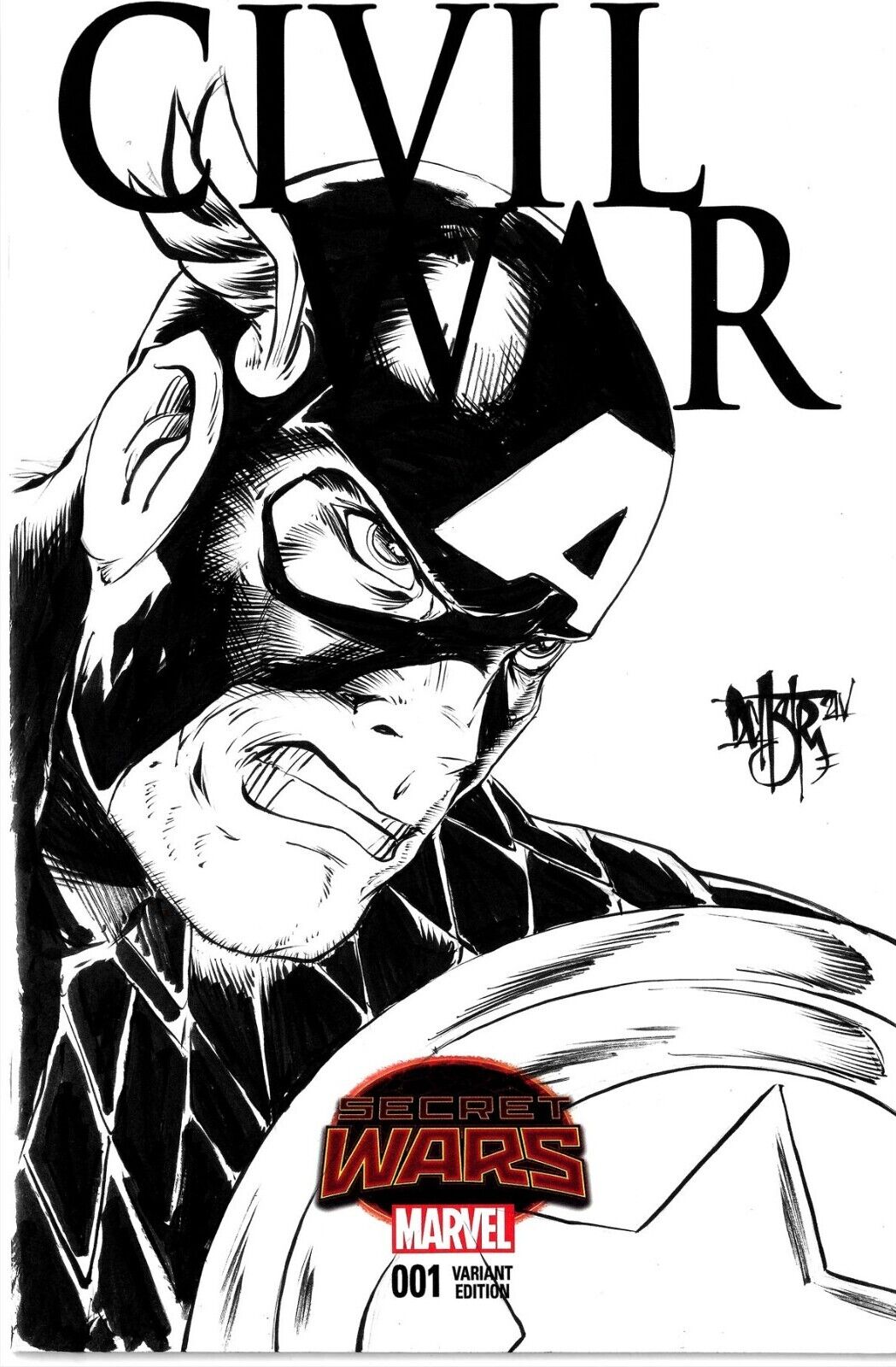 CIVIL WAR #1 (2015) Marvel Sketch Variant W Original Art DCastr Captain America 