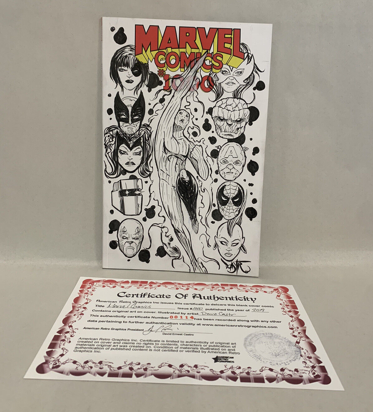 MARVEL COMICS #1000 Blank Variant Cover Comic 2019 W Original Art Dave Castr