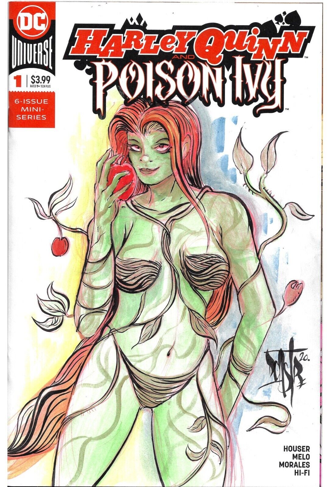 Harley Quinn & Poison Ivy #1 Blank Cover Comic W Original Watercolor DCastr Art