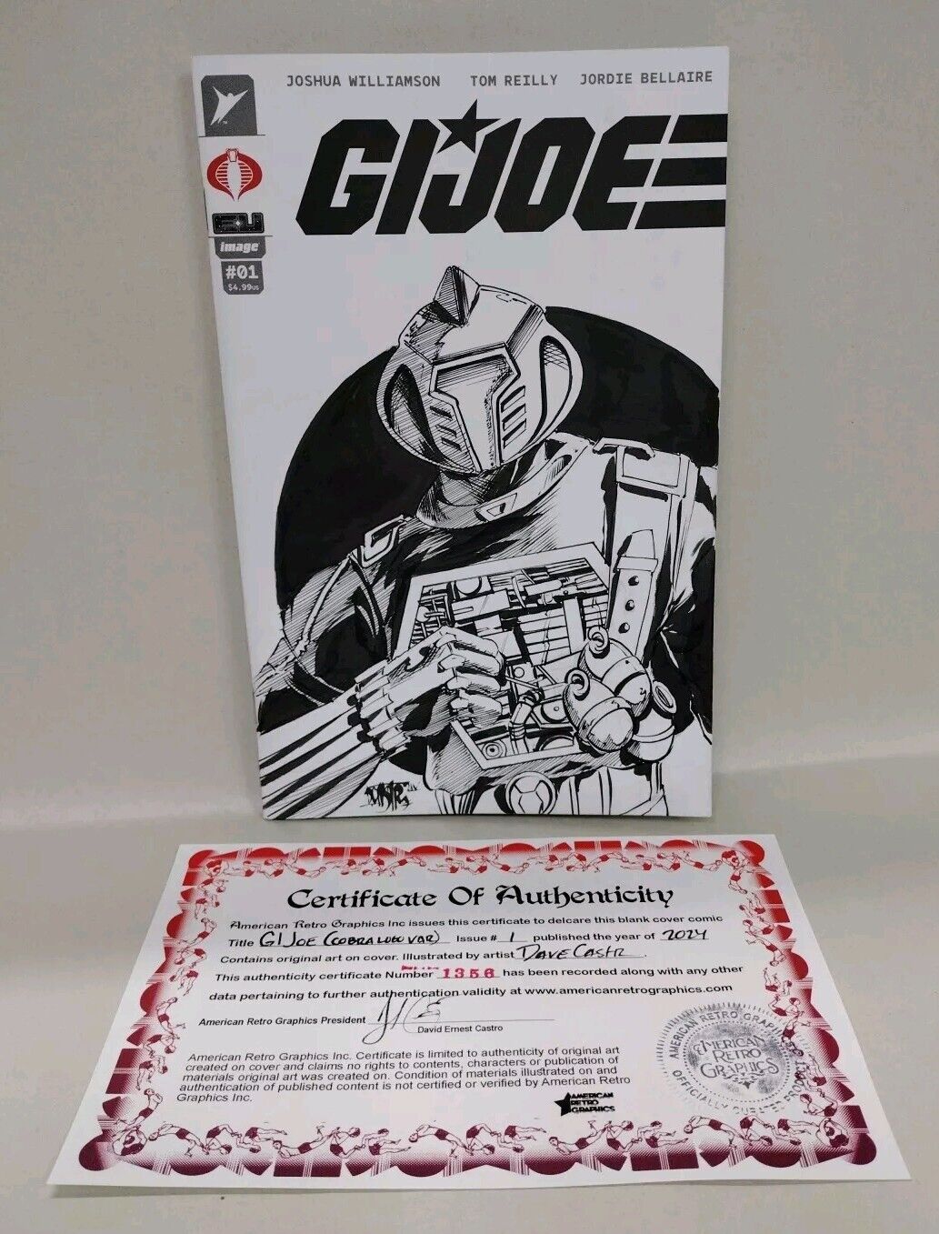 GI Joe 1 (2024) Image Sketch Cover Cobra Var Comic W Original DCastr BATS Art