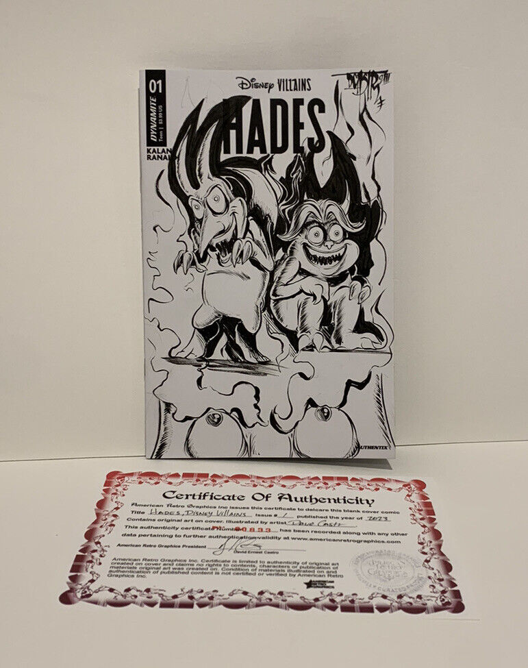 DISNEY VILLIANS HADES 1 (2023) Sketch Variant Cover Comic W Original Art DCastr