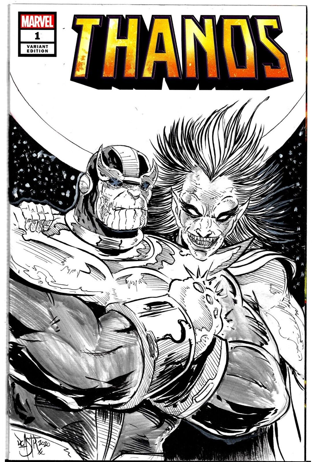 Thanos #1 (2019) Marvel Blank Sketch Cover Comic W Original Mephisto Art DCastr