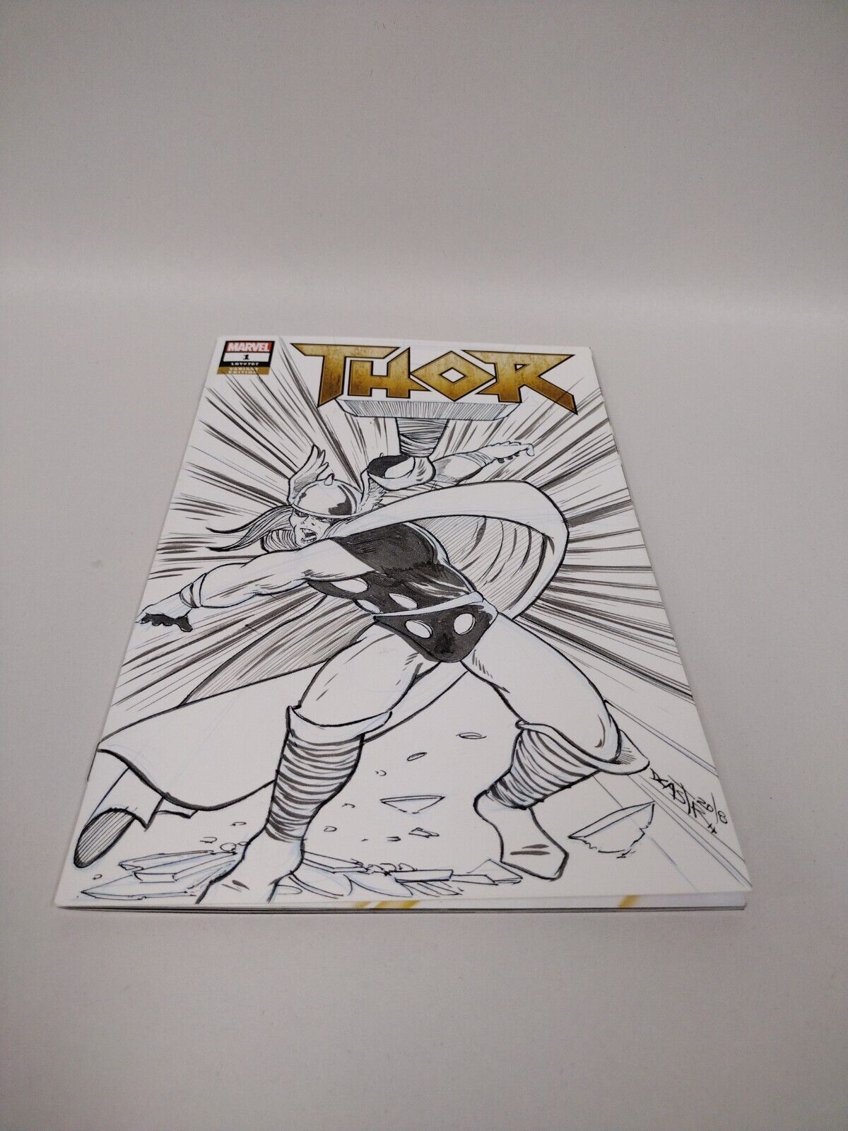 THOR #1 LGY #70 Blank Cover Comic w Original Art DCastr 