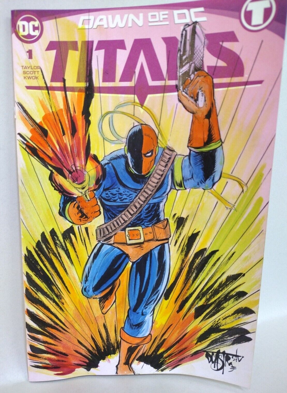 Titans #1 (2023) DC Blank Sketch Variant Comic w Original Deathstroke DCastr Art