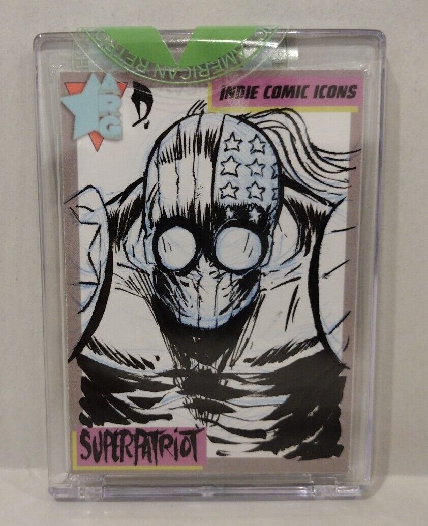 Indie Comic Icons (2023) ARG Sketch Card w Original Super Patriot Dave Castr Art