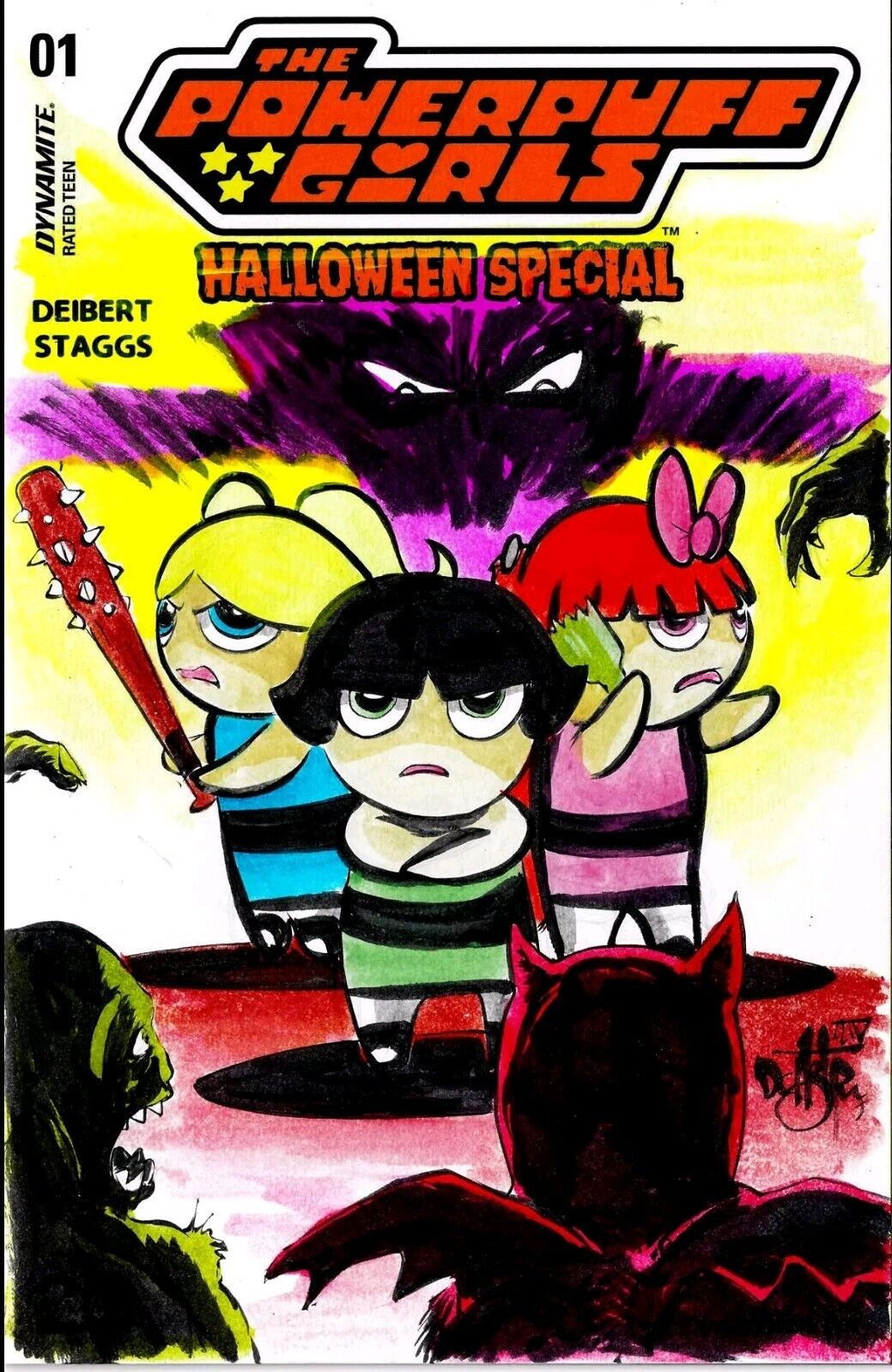 Powerpuff Girls Halloween Special 2024 Sketch Comic Cover W Original DCastr Art