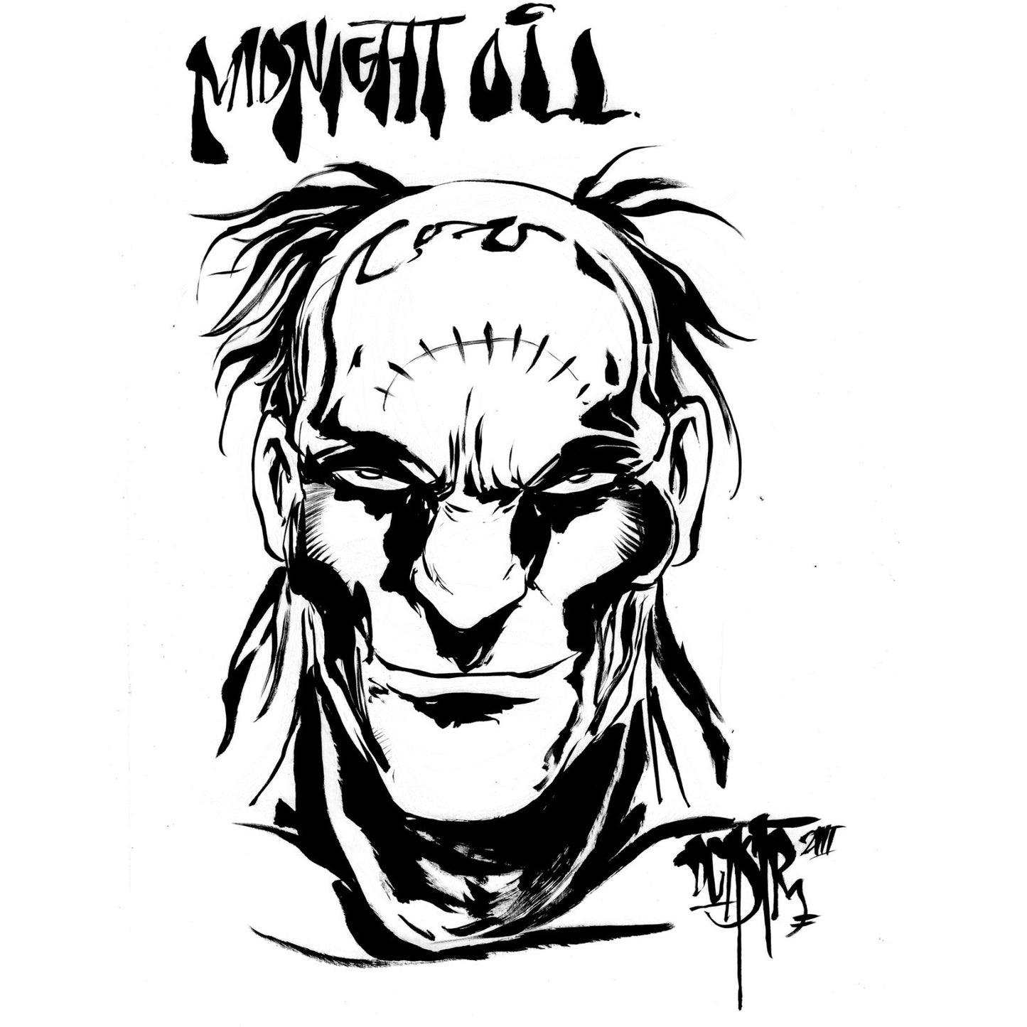 Midnight Oil Face Original 9 X 12 Dave Castr Inked Comic Art W ARG COA 105