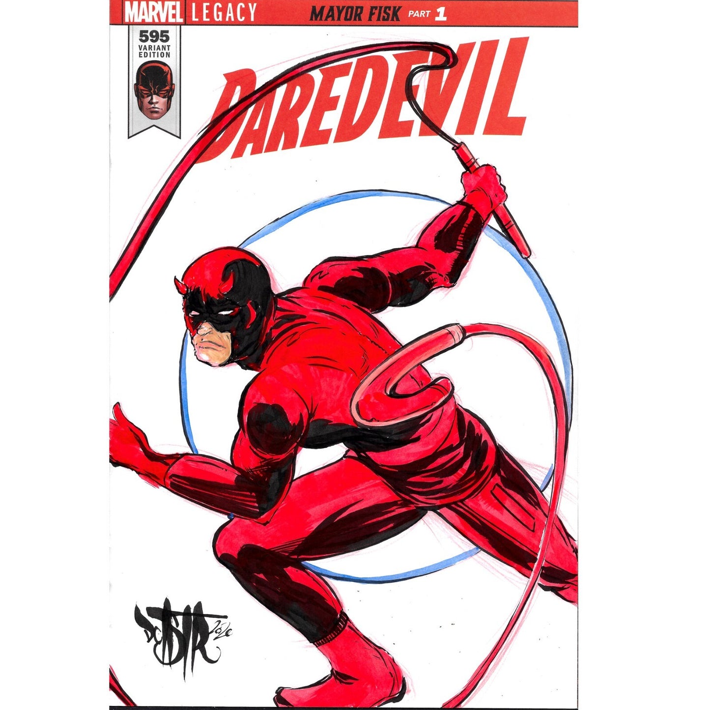 Daredevil #595 (2018) Marvel Sketch Cover Comic w Original Art Dave Castr Art