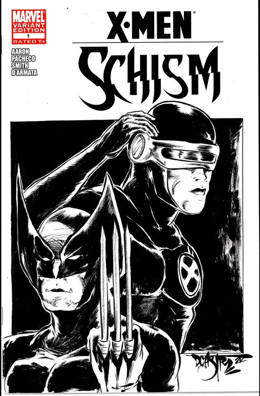 X-Men Schism #1 (2011) Marvel Sketch Cover Comic Var W Original Dave Castr Art