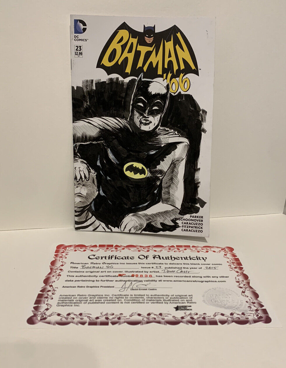 BATMAN '66 #23 Blank sketch Variant Cover Comic 2015 W Original Art Dave Castr