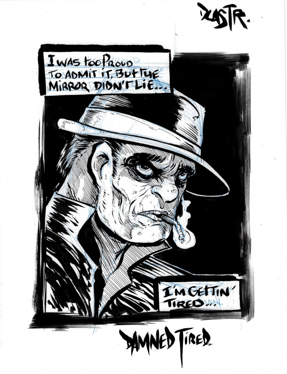 Damned Tired 9x 12" Original Dave Castr Detective Comic Art W ARG COA 54