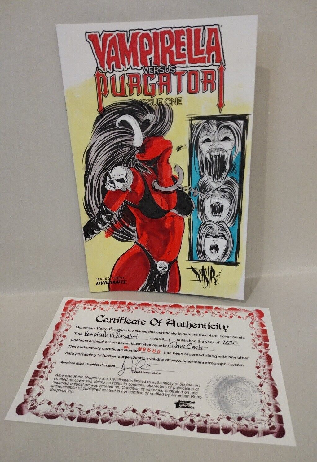 Vampirella Vs Purgatori 1 (2020) Blank Cover Variant Comic W Original DCastr Art