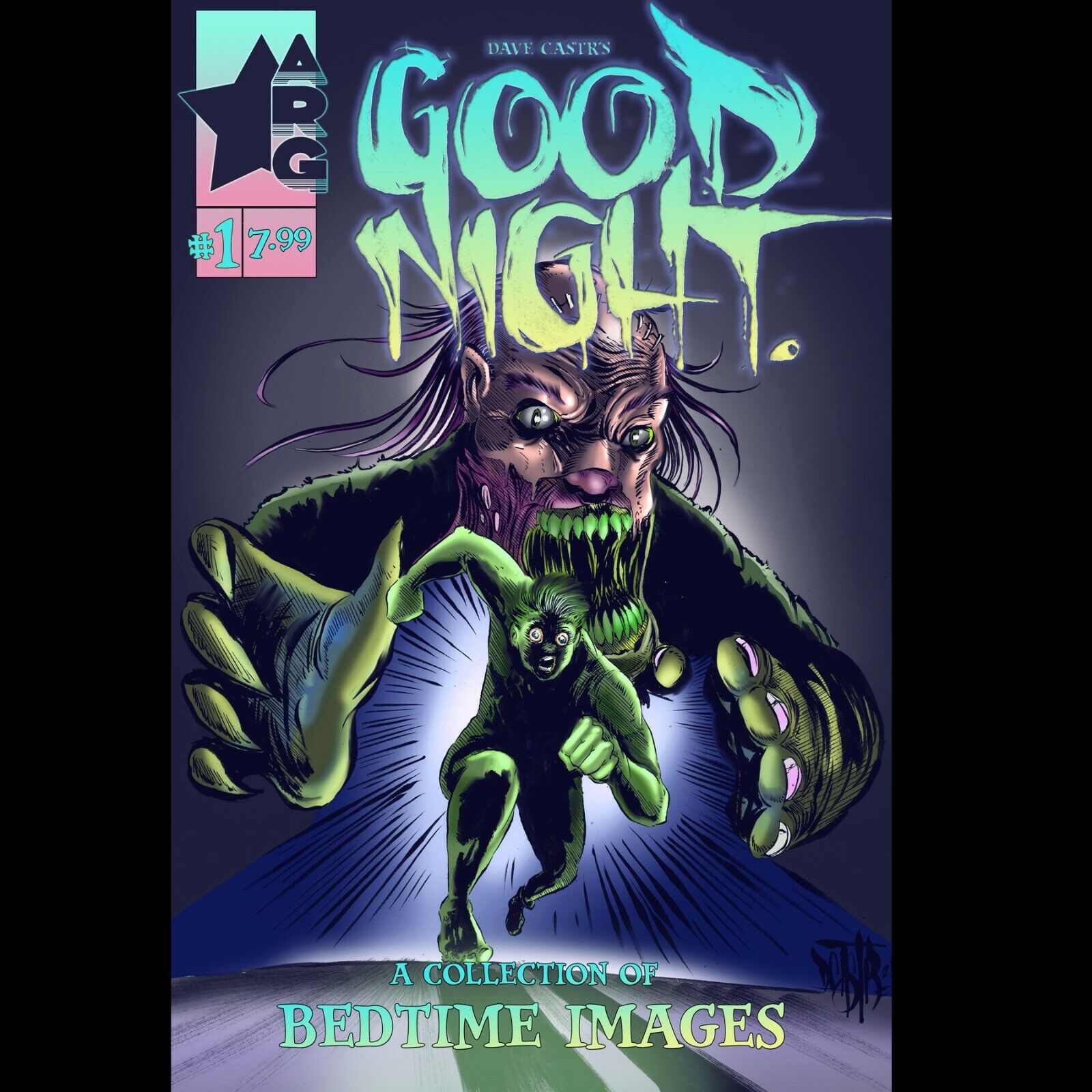 Dave Castr's Good Night Art Book & Good Night Original Art Sketch card