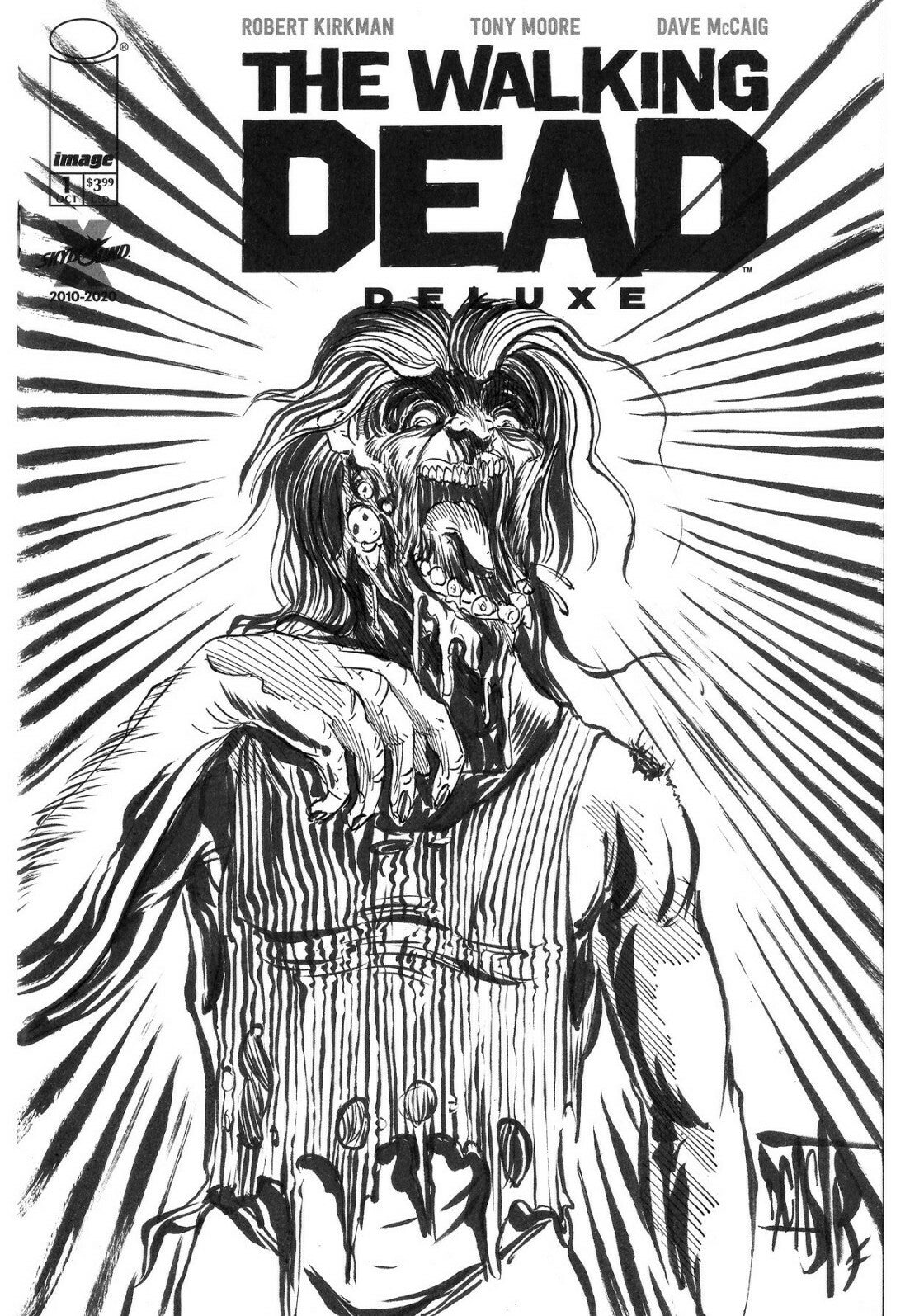 Walking Death Deluxe #1 Sketch Cover Variant Comic W Original DCastr Art ARG 