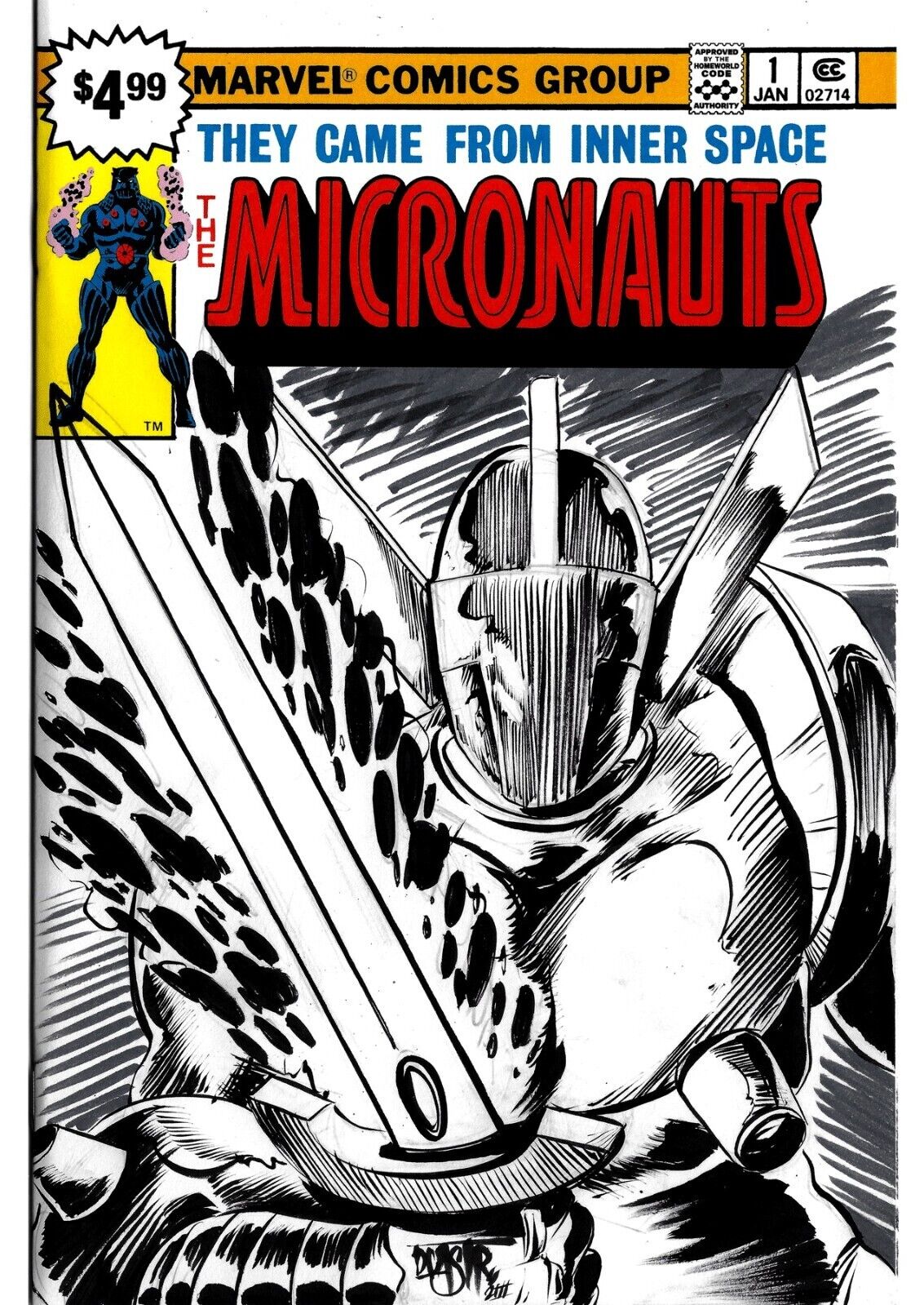 Micronauts Facsimile 1 (2023) Marvel Sketch Cover Comic W Original DCastr Art