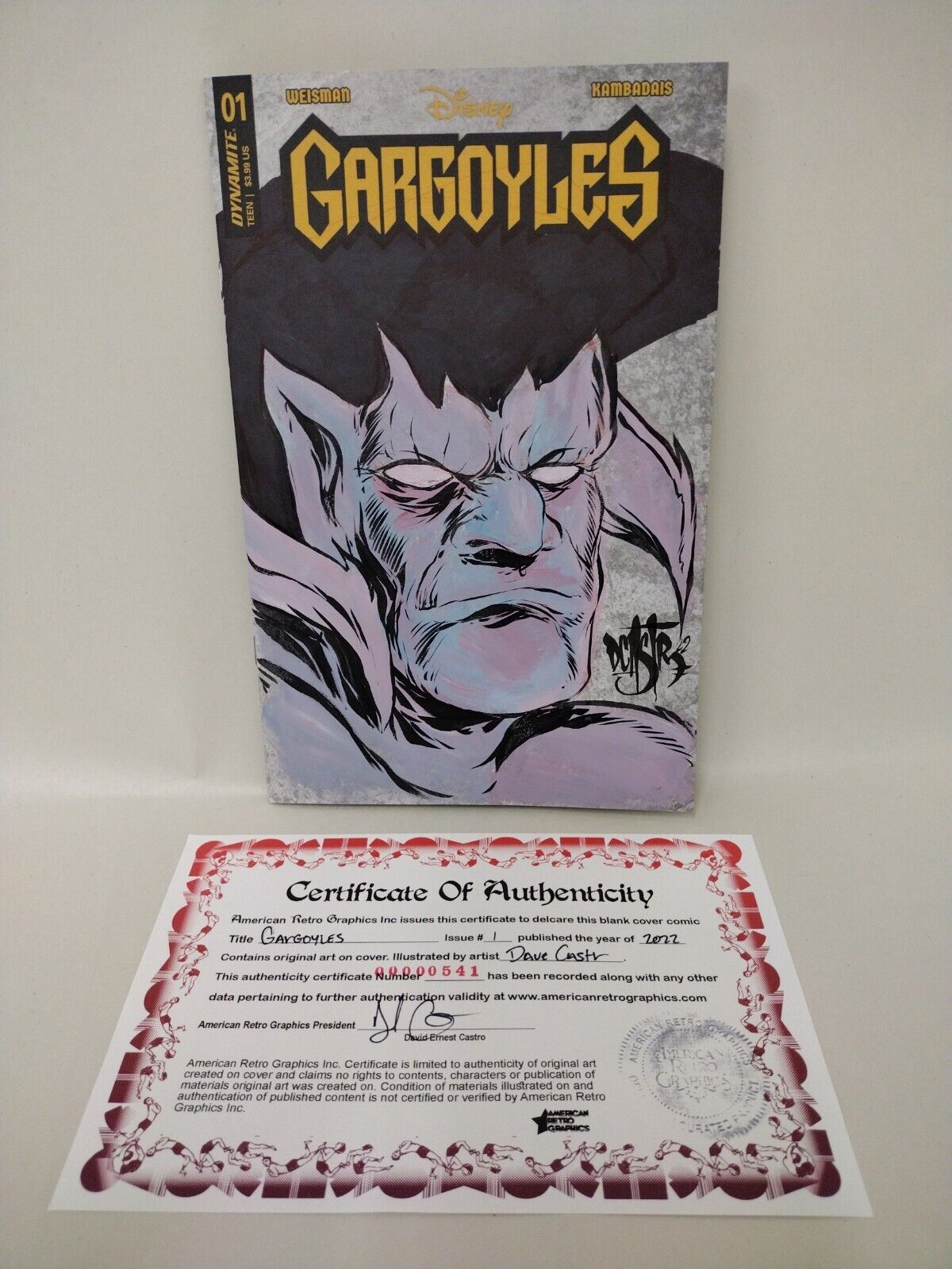 GARGOYLES #1 (2022) Blank Cover Dynamite Comic w Goliath Original Dave Castr Art