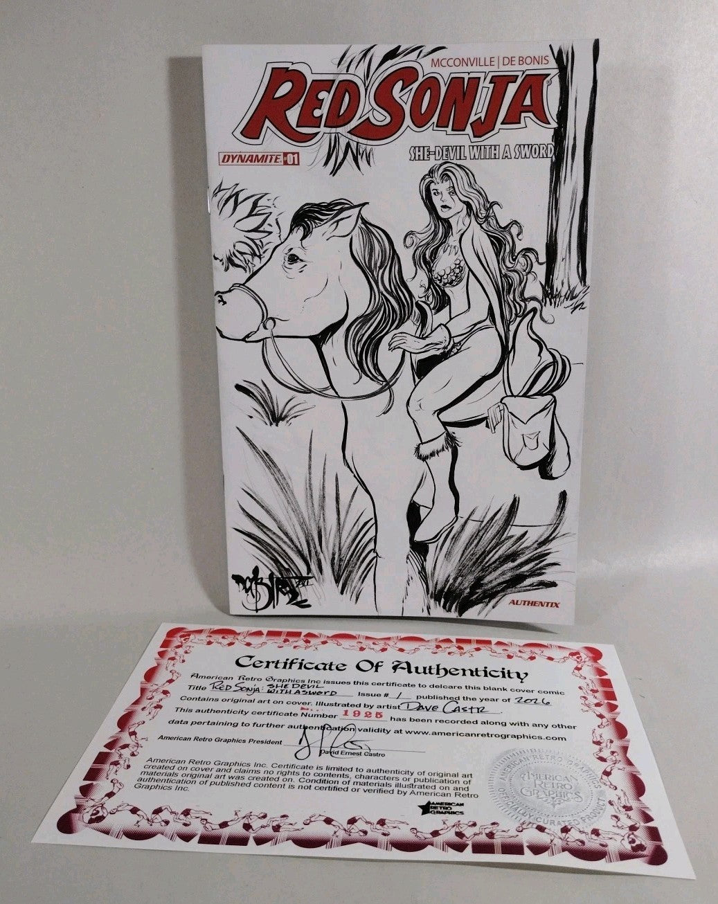 Red Sonja 1 (2026) Dynamite Comic Sketch Cover Variant W Original Dave Castr Art