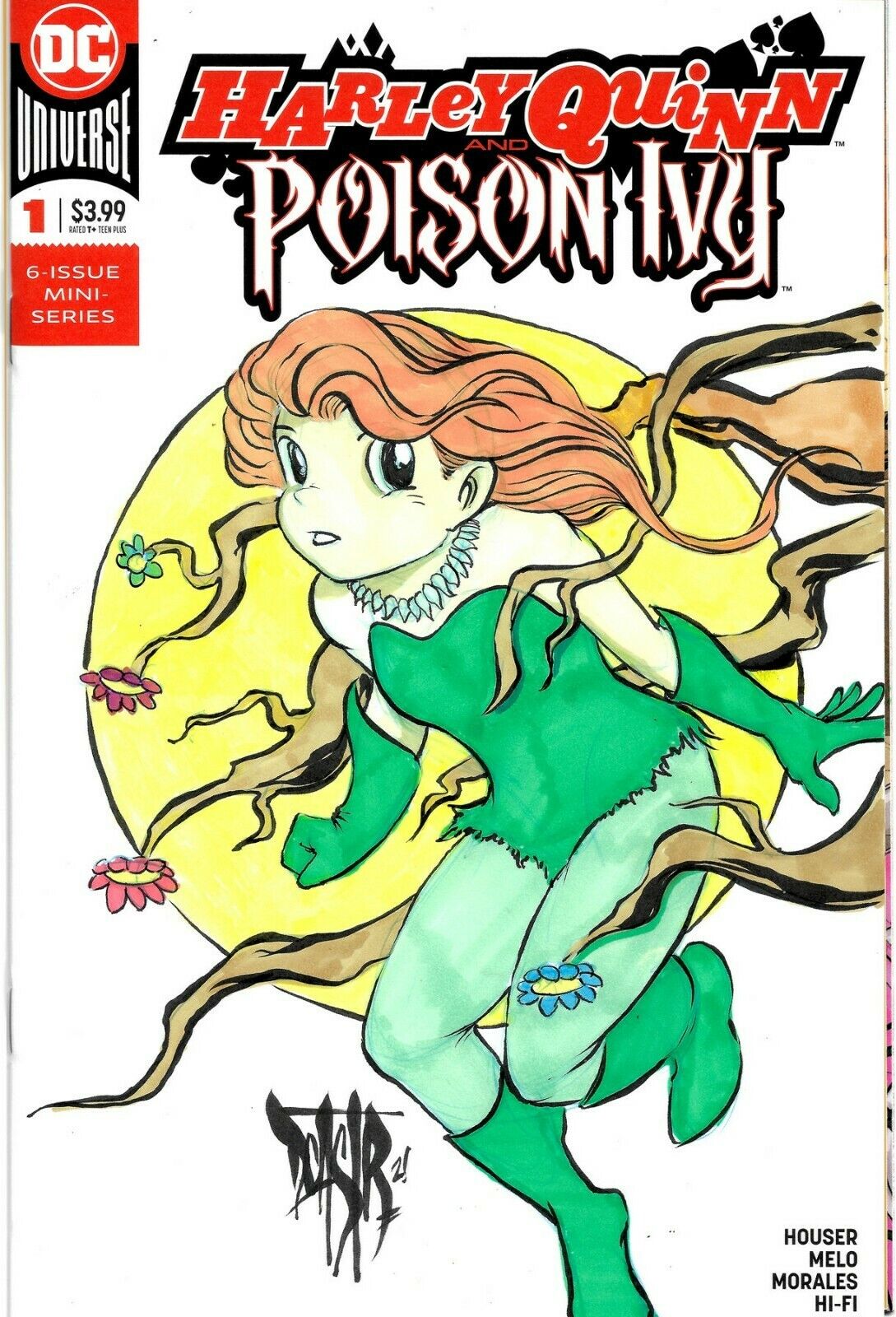 Harley Quinn Poison ivy 1 (2019) Blank Cover Comic W Original DCastr Art ARG 232