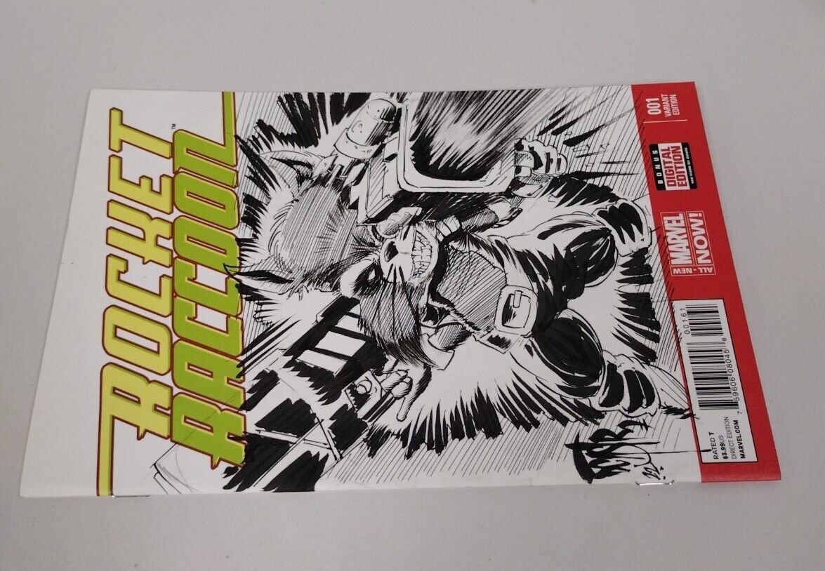 ROCKET RACCOON#1 Blank Cover Variant Original DCastr Art COA