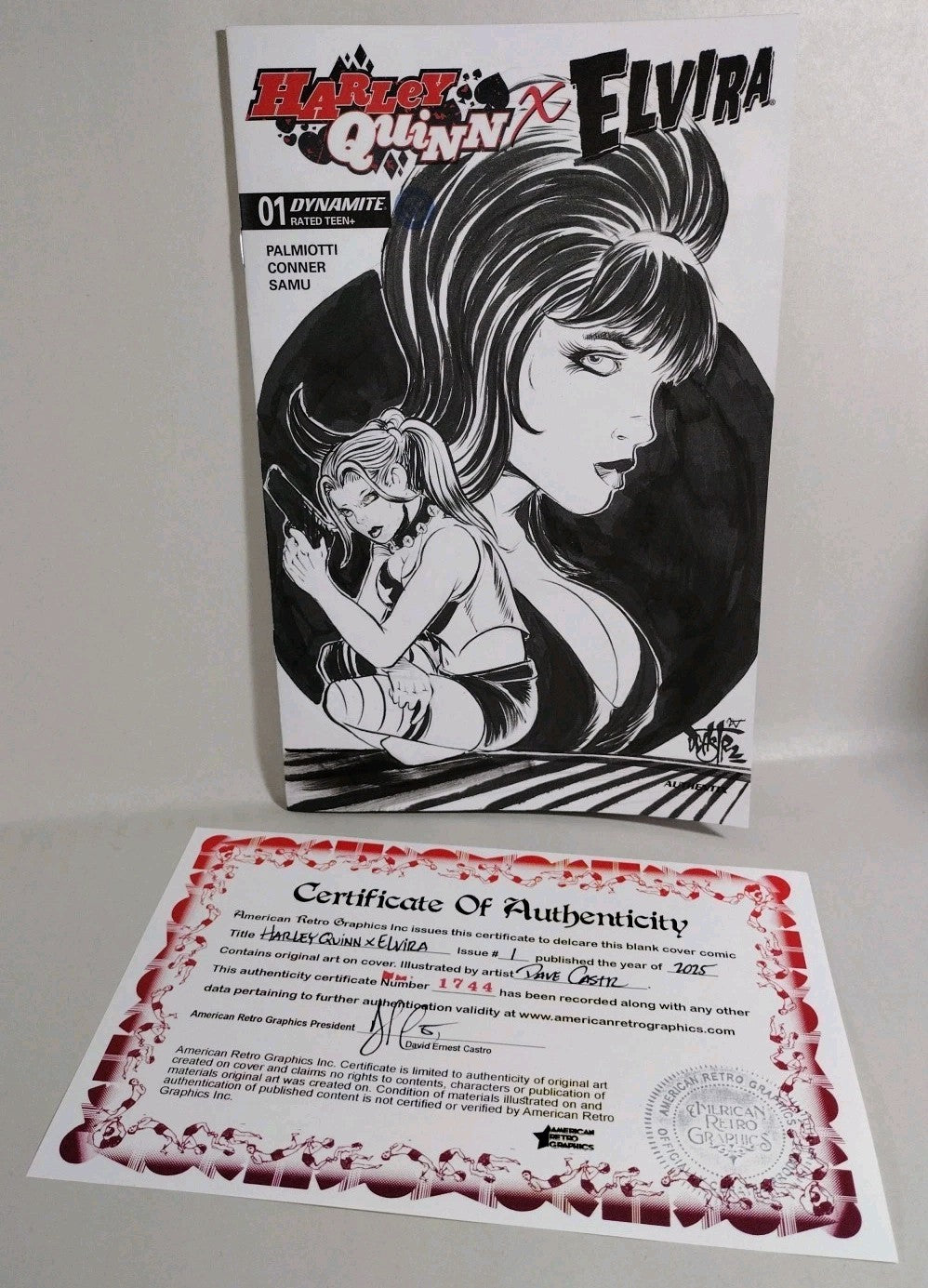 Harley Quinn X Elvira 1 (2025) Dynamite Sketch Cover Comic W Original DCastr Art