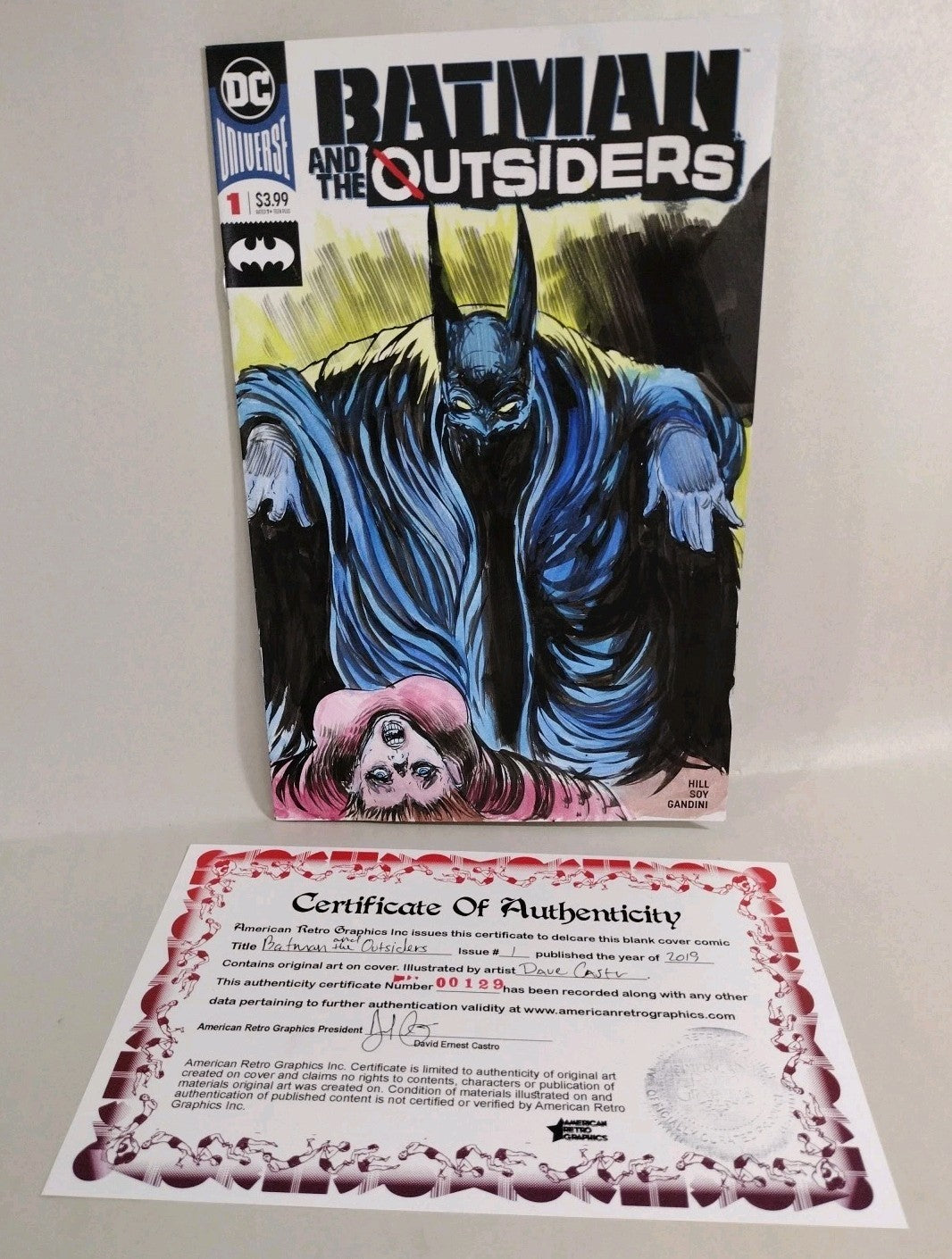BATMAN AND THE OUTSIDERS #1 Blank Variant Cover Comic W Original Art Dave Castr