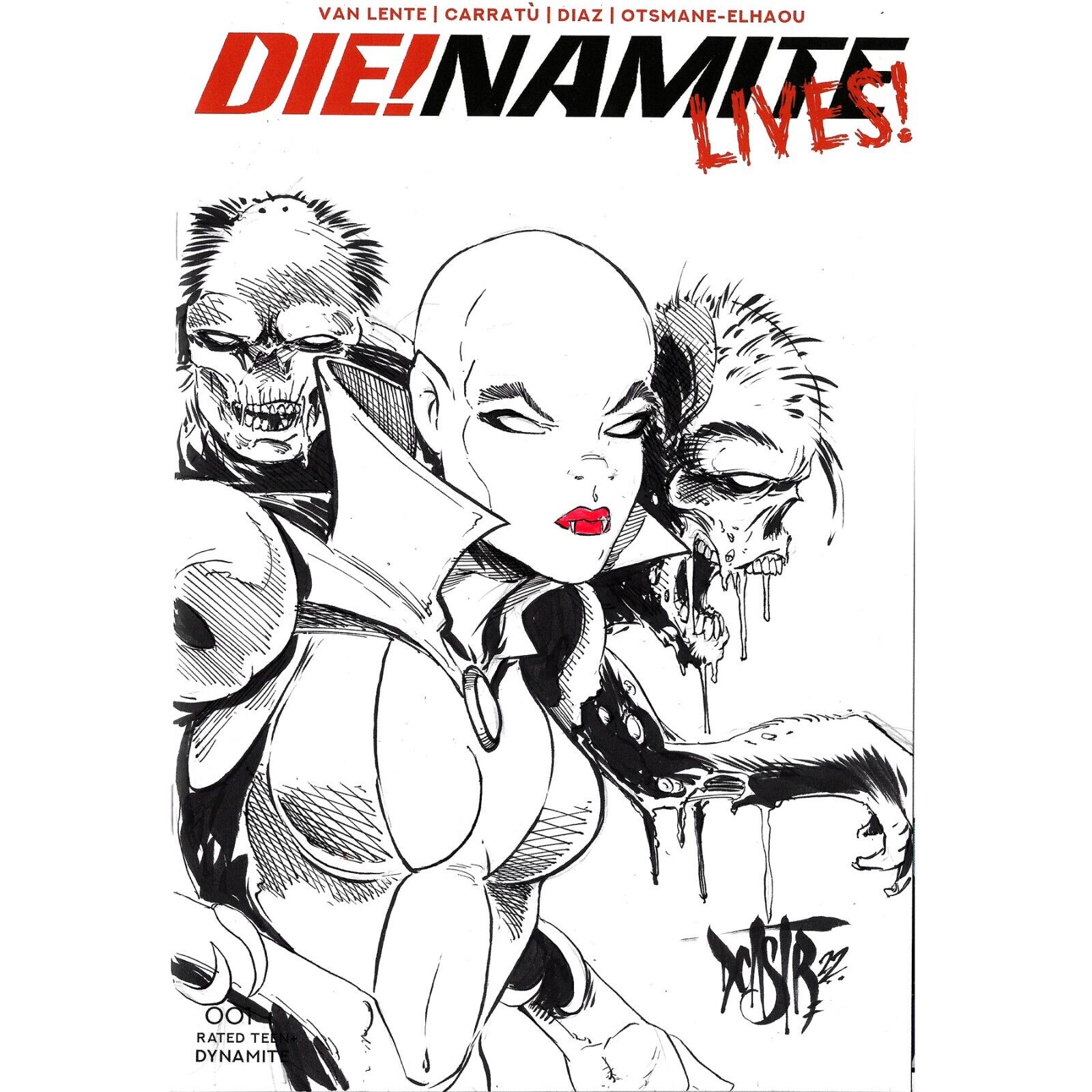 DIE!NAMITE LIVES #1 Blank Variant Cover Comic 2021 W Original Art Dave Castr