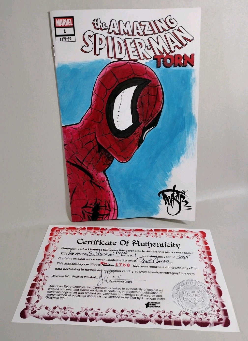 Amazing Spider-Man Torn #1 Marvel Sketch Variant Cover W Original Dave Castr Art