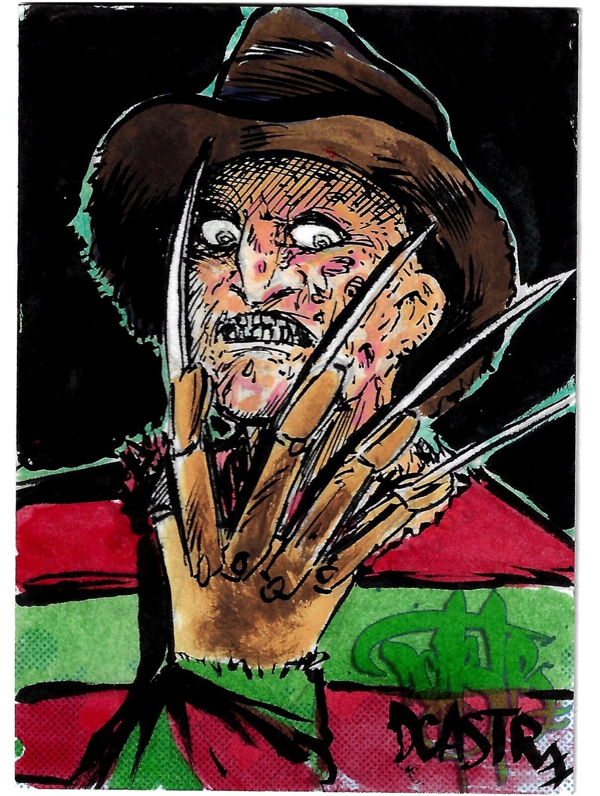 DCastr Iron Claw Series Personal Sketch Card Original 1/1 Freddy Art W Holder