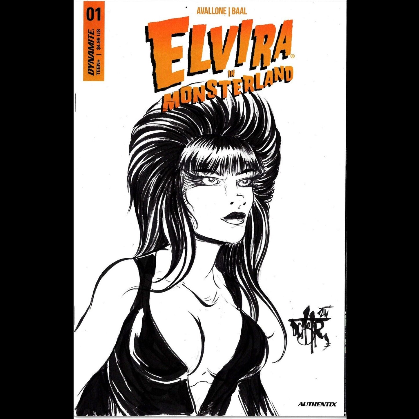 Elvira In Monsterland 1 (2023) Dynamite Comic Sketch Cover w Original DCastr Art