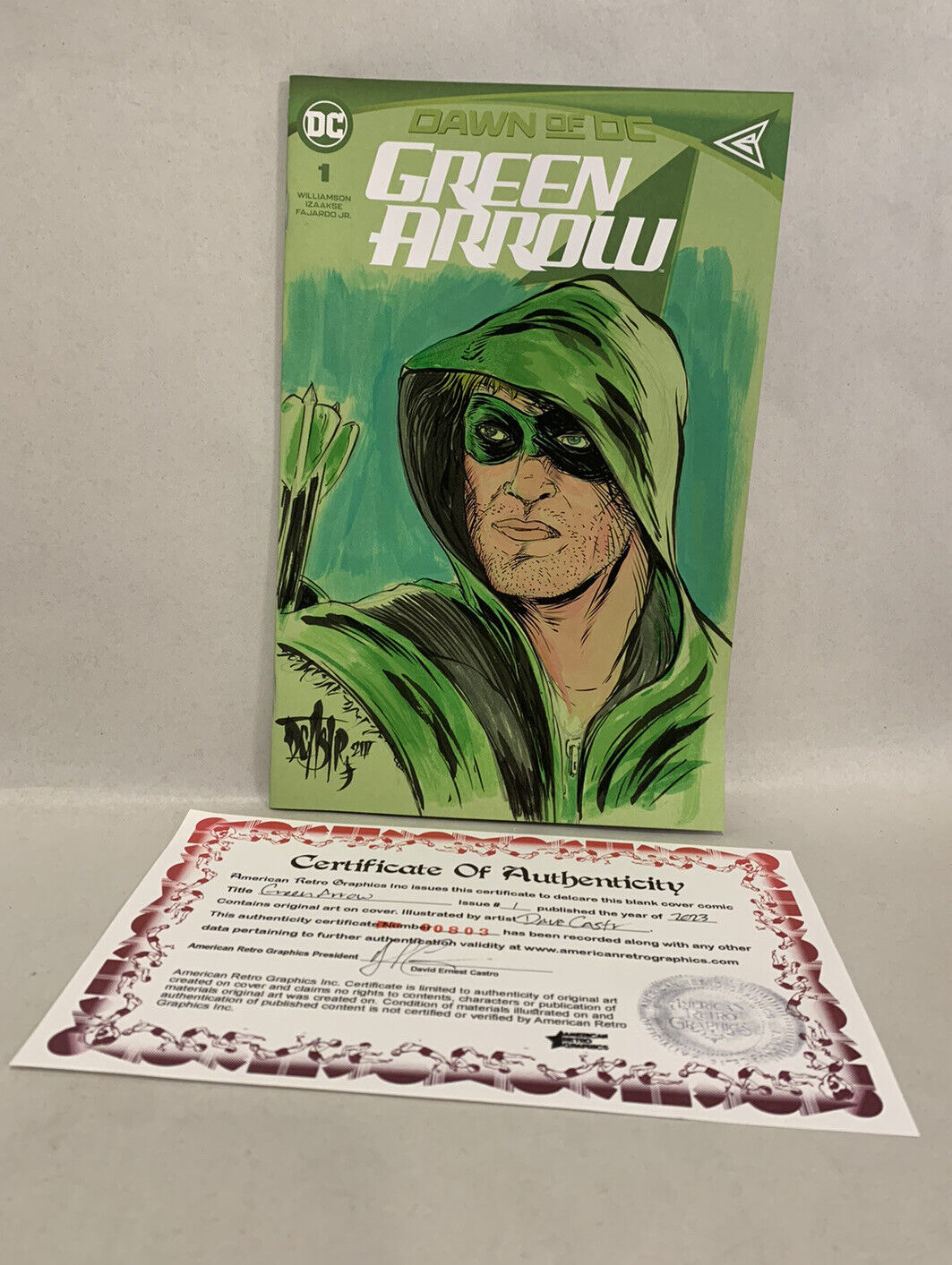 Green Arrow #1 Blank Sketch Variant Cover DC Comics W Original Dave Castr Art