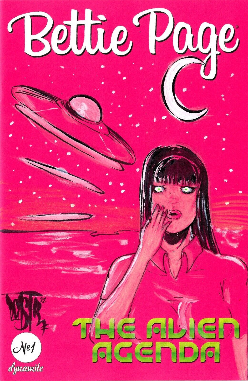 Bettie Page Alien Agenda #1 (2022) Dynamite Sketch Cover W Original DCastr Art