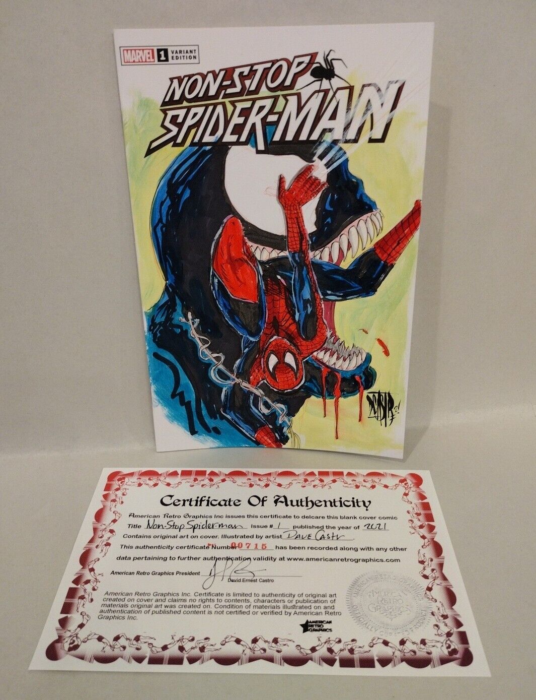 Non-Stop Spider-Man 1 (2021) Marvel Blank Sketch Cover W Original Dave Castr Art