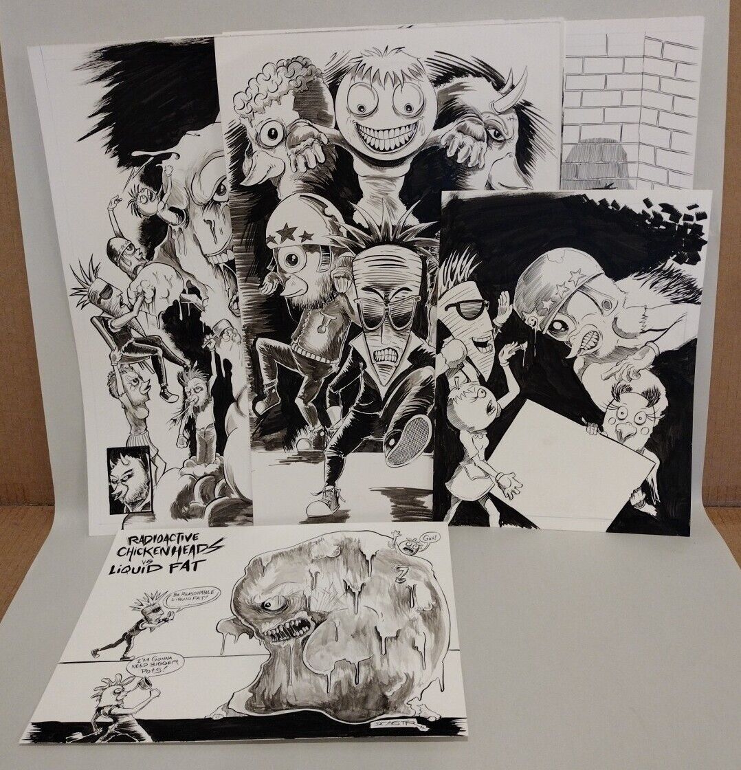 Radioactive Chicken Heads Original Unpublished Comic Art Page Set Dave Castr