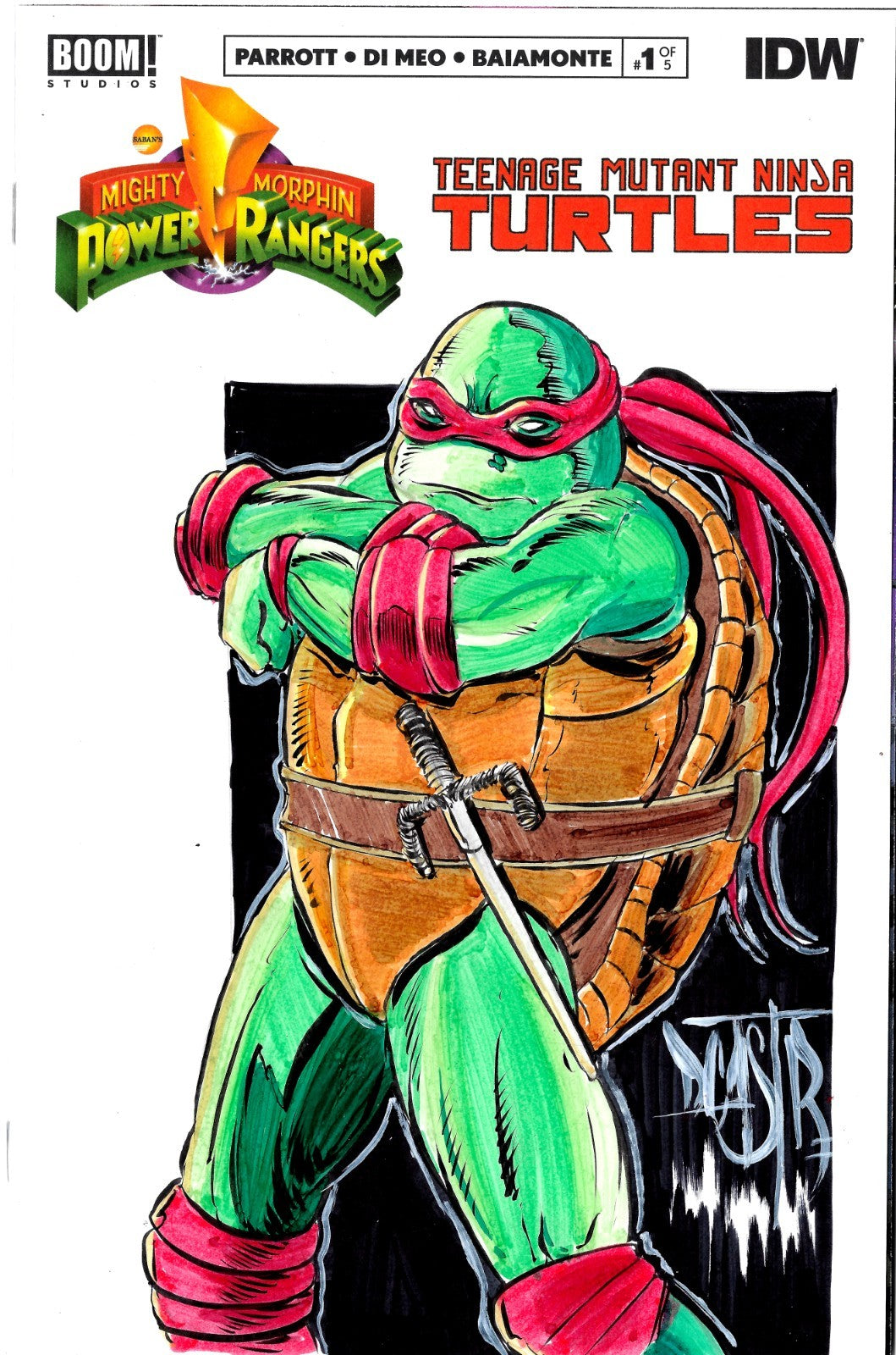 MMPR TMNT 1 (2019) IDW BOOM Sketch Cover Variant Comic W Original Dave Castr Art