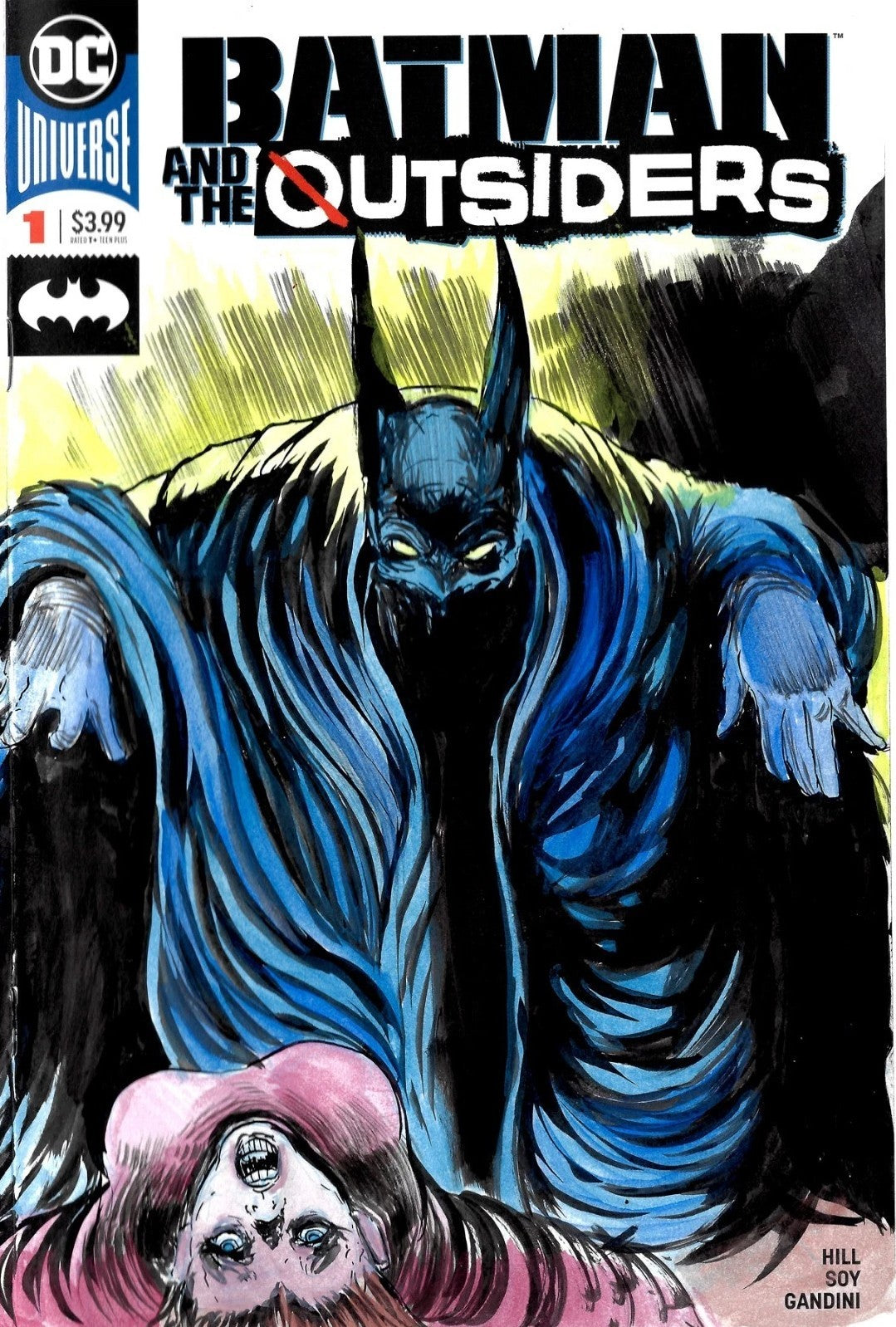 BATMAN AND THE OUTSIDERS #1 Blank Variant Cover Comic W Original Art Dave Castr