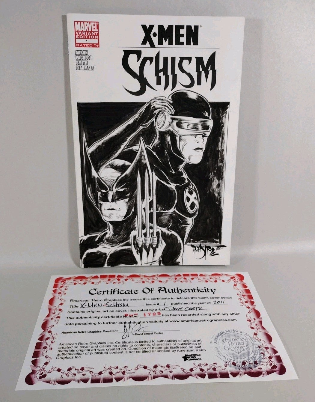 X-Men Schism #1 (2011) Marvel Sketch Cover Comic Var W Original Dave Castr Art